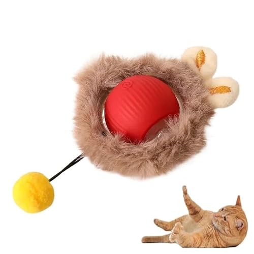 Aerensic Automatischer Rollball, interaktiver Ball, Katzenspielzeug, Heimtierbedarf, Training for Hunde und Katzen zur Nachahmung von Ratten, wiederaufladbare Produkte(Red-Plush) von Aerensic