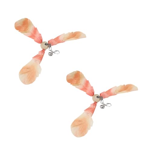 Aerensic Feder Leopard Ersatz Zubehör Katzenspielzeug Lustiger Katzenstab Rotierende Feder Katzen Teaser Haustierspielzeug for Indoor Katzen Zauberstab(2pcs Orange) von Aerensic
