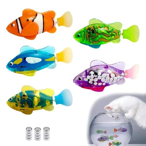Aerensic Katzenspielzeug LED Induktive Interaktive Schwimmroboter Fischspielzeug Leuchtende elektrische Fische stimulieren den Jagdinstinkt von Kätzchen(Fish B) von Aerensic