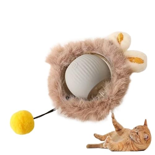 Aerensic Katzenspielzeug Wiederaufladbares Haustier Interaktives Automatisches Rolling Ball Spielzeug Katzen Haustierprodukte Elektrisches Hundespielzeug Simulierter Schwanz Für(Grey-Plush) von Aerensic
