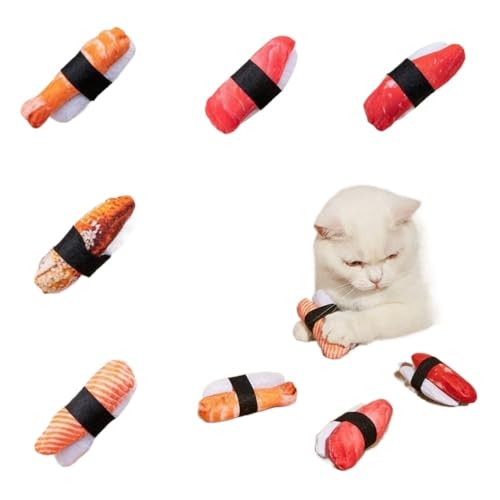 Aerensic Katzenspielzeug in Sushi-Form, niedliches, interaktives Kätzchenspielzeug, lindert Langeweile bei Katzen, damit sie Trainingsspielzeugbälle jagen können(27) von Aerensic