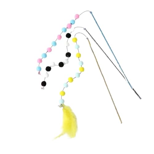 Aerensic Lustiger Kätzchen-Katzen-Teaser-Pompom-interaktiver Stab mit Federspielzeug, Stab mit Feder, Haustier-Katzenspielzeug, Stick, necken, Spielball Aerensic Lustiger Kätzchen-Katzen-Teaser-Pompom-interaktiver Stab mit Federspielzeug, Stab mit Feder, Haustier-Katzenspielzeug, Stick, necken, Spielball von Aerensic