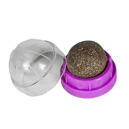 Aerensic Natürliche Katzenminze, Katzenwand-Aufklebball, Kratzspielzeug, Leckerli, gesunde Leckerlis, entfernt Bälle zur Förderung der Verdauung, Katzengras-Snack(1PC Purple) von Aerensic