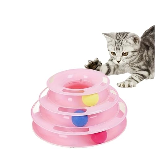 Interaktiver Katzenspielzeugturm mit 3 Ebenen und bunten Bällen, geistiger und körperlicher Trainer, lustiges Puzzlespiel for aktive Katzen(7) von Aerensic