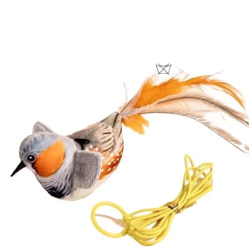 Simuliertes Katzenspielzeug, Vogel, interaktives Spielzeug, wiederaufladbar, flatternder Vogel (ohne Fliegen), berührungsaktiviertes Plüschspielzeug mit Katzenminze (E) von Aerensic
