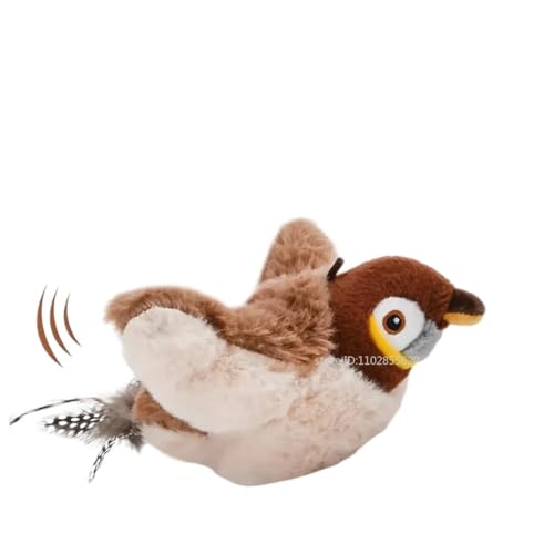 Simuliertes Katzenspielzeug, Vogel, interaktives Spielzeug, wiederaufladbar, flatternder Vogel (ohne Fliegen), berührungsaktiviertes Plüschspielzeug mit Katzenminze (Fla von Aerensic