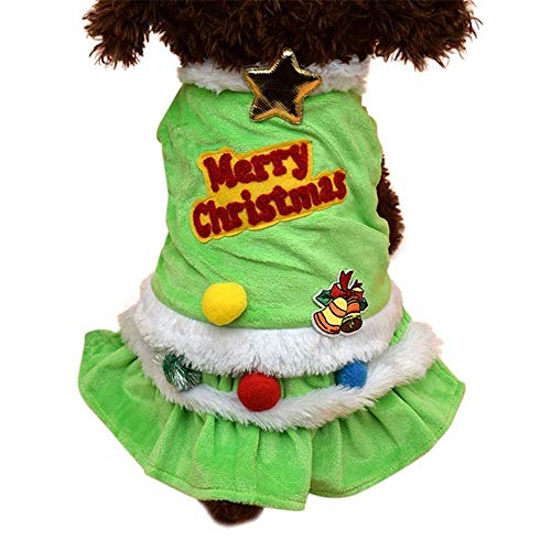 Aeromdale Haustier Hund Weihnachtskleid Haustier Warme Kleidung Hund Mädchen Kostüm Prinzessin Kleid 2-beinig Ärmellos Süßes Kleid Frohe Weihnachten Outfit - # B - M von Aeromdale
