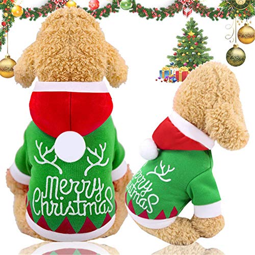 Aeromdale Santa Hund Katze Kostüm Santa Elch Hund Kostüm Weihnachten Haustier Welpe Hoodie Mantel Kleidung Weihnachten Urlaub Kätzchen Katze Kleidung - # D - XXL von Aeromdale