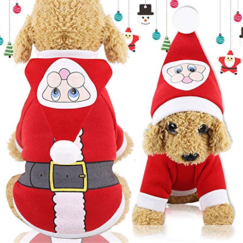 Aeromdale Santa Hund Katze Kostüm Santa Elch Hund Kostüm Weihnachten Haustier Welpe Hoodie Mantel Kleidung Weihnachten Urlaub Kätzchen Katze Kleidung - # E - L von Aeromdale