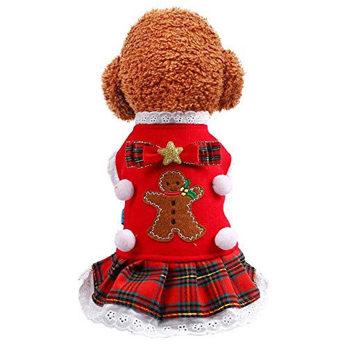 Aeromdale Weihnachten Hund Kleidung Haustier Hund Katze Roter Mantel Muster Mantel Warmes Kleid Kostüm Kleidung für Welpen Hund Katze - # A - L von Aeromdale