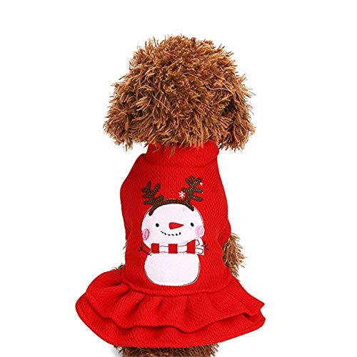 Aeromdale Weihnachten Hund Mädchen Kleidung Haustier Warme Winterkleidung Haustier Prinzessin Kleid Kostüm 2-beinig Niedlich Bekleidung Weihnachten Outfit - # B - M von Aeromdale