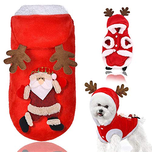 Aeromdale Weihnachtsmann Hund Katze Kostüm Weihnachtsmann Elch Hund Kostüm Weihnachten Haustier Welpe Hoodie Mantel Kleidung Weihnachten Urlaub Kätzchen Katze Kleidung - # A - XL von Aeromdale