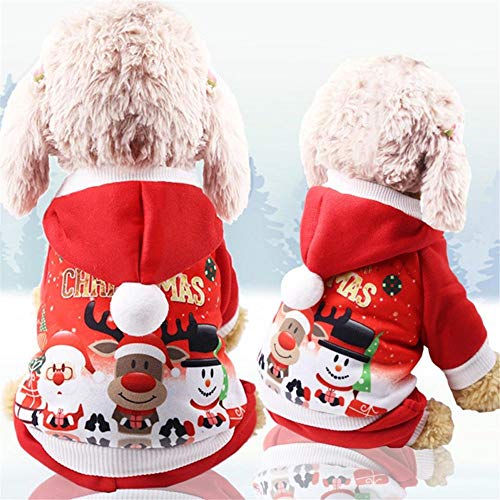 Aeromdale Weihnachtsmann Hund Katze Kostüm Weihnachtsmann Elch Hund Kostüm Weihnachten Haustier Welpe Hoodie Mantel Kleidung Weihnachten Urlaub Kätzchen Katze Kleidung - # B - L von Aeromdale