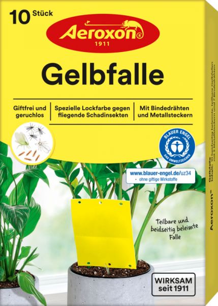 Aeroxon Gelbfalle mit Lockfarbe, Leimfalle zum Schutz von Pflanzen ... von Aeroxon