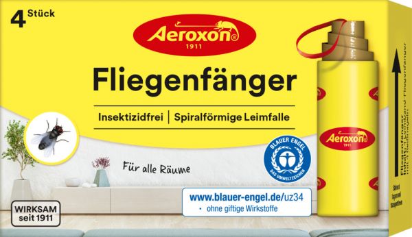 Aeroxon® 4x Fliegenfänger Spiralform, klassische, giftfreie Leimfal... von Aeroxon