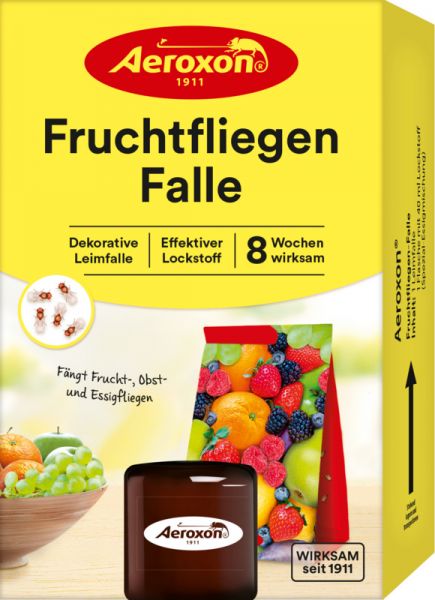 Aeroxon® Fruchtfliegenfalle, Leimfalle +40ml Lockstoff, für Frucht-... von Aeroxon