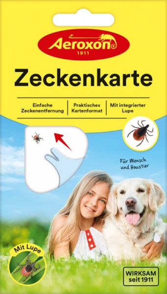 Aeroxon Zeckenkarte mit Lupe, entfernt Zecken einfach und sicher von Aeroxon