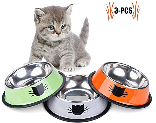 Aestm 3 Stück Katzennapf, Futternapf Katze - Katzennapf Edelstahl rutschfest Katzen Napf Set, Fressnapf Katze Futterschüssel Katze - Katze Wasser Fütterung Schüssel für Katze Kleine Hunde Tiere Aestm 3 Stück Katzennapf, Futternapf Katze - Katzennapf Edelstahl rutschfest Katzen Napf Set, Fressnapf Katze Futterschüssel Katze - Katze Wasser Fütterung Schüssel für Katze Kleine Hunde Tiere von Aestm