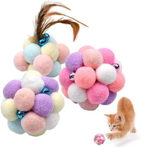 Aestm 3PCS Bunte Katze Ball, Feder Elastischer Ball, Bunte Pompom, Flauschigen Plüsch Bälle, Bommel, Ball Katze Interaktive Spielzeug Teaser Spielzeug Heimtierbedarf für Katze Hund Spielen Aestm 3PCS Bunte Katze Ball, Feder Elastischer Ball, Bunte Pompom, Flauschigen Plüsch Bälle, Bommel, Ball Katze Interaktive Spielzeug Teaser Spielzeug Heimtierbedarf für Katze Hund Spielen von Aestm