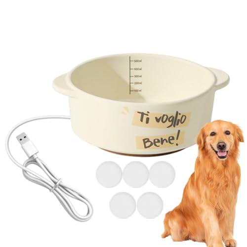 Aeutwekm Beheizter Wassernapf für Hund - Keramik Wassernapf für Hunde | Konstante Temperatur Automatischer Wassernapf für Hunde Outdoor, Hühner, Vögel, Katzen von Aeutwekm
