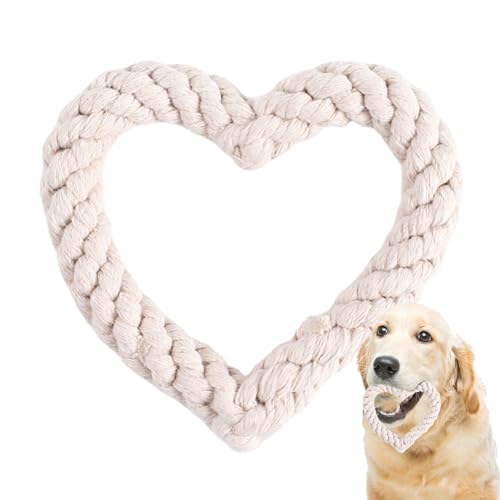 Aeutwekm Herz-Seilspielzeug für Hunde, Seilspielzeug für Hunde - Kauspielzeug für Hunde | Herzförmiges Seil-Kauspielzeug für Hunde zum Valentinstag, Spielzeug für Haustiere, Welpen-Wurfspielzeug zum von Aeutwekm
