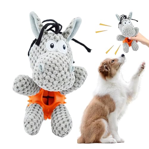 Aeutwekm Hunde-Plüschspielzeug, ausgestopftes Esel-Hundespielzeug, Interaktives Kauspielzeug für Hunde, Quietschspielzeug für Hunde, interaktives Kauspielzeug für Hunde, auslaufendes Futterspielzeug, von Aeutwekm