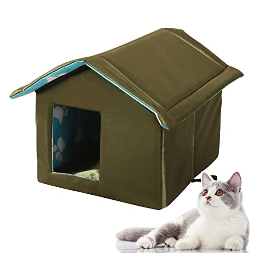 Aeutwekm Katzenhaus für den Außenbereich | Warmes, wetterfestes Haustierheim für den Außenbereich - Katzenhaus für draußen mit abnehmbarer weicher Matte für Outdoor Indoor Katzen kleine Hunde von Aeutwekm