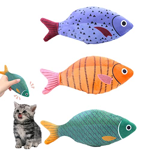 Aeutwekm Quietschendes Katzenminze-Spielzeug, Quietschendes Katzenminze-Fischspielzeug zum Kauen, Quietschendes Design Zahnreinigungsspielzeug für Katzen, Kaninchen, Chinchillas, Kleintiere von Aeutwekm