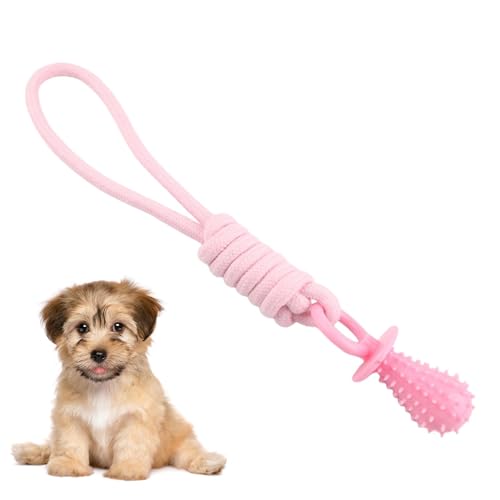 Aeutwekm Seilspielzeug für Hunde – Kauspielzeug für kleine Hunde, Kauspielzeug für Welpen, Zahnreinigungsspielzeug mit Silikonball, bissfest, Outdoor-Hundespielzeug zur Linderung von Langeweile von Aeutwekm