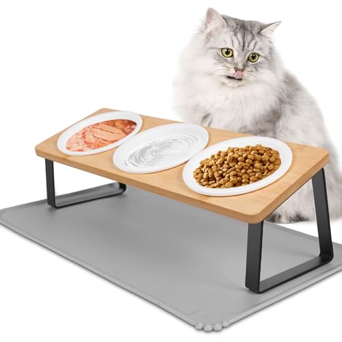 Aevcvok Katzennapf Erhöht Futternapf Katze Futterstation, 3er Set Fressnapf aus Keramik mit Metall Ständer, 15° Gekippte Hundenapf mit Napfunterlage Silikon Aevcvok Katzennapf Erhöht Futternapf Katze Futterstation, 3er Set Fressnapf aus Keramik mit Metall Ständer, 15° Gekippte Hundenapf mit Napfunterlage Silikon von Aevcvok