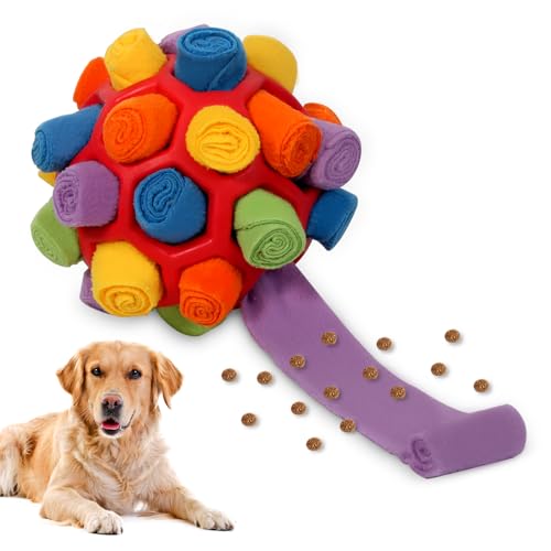 Schnüffelball für Hunde, Schnüffelteppich Schnüffelspielzeug, Interaktives Hundespielzeug Intelligenzspielzeug Futterball Geruchstraining für Kleine Mittelgroße Hunde Haustier (Rot und Regenbogen) von Afaneep