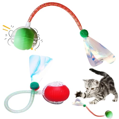 Afenau Interaktives Katzenballspielzeug, 2 Stück Bewegliches Katzenspielzeug mit 2 Schwanz, 360° Smart Interactive Dog Ball Selbstbewegender Elektrischer Hund Katzenspielzeug Ball, Aktiver Rollball Afenau Interaktives Katzenballspielzeug, 2 Stück Bewegliches Katzenspielzeug mit 2 Schwanz, 360° Smart Interactive Dog Ball Selbstbewegender Elektrischer Hund Katzenspielzeug Ball, Aktiver Rollball von Afenau