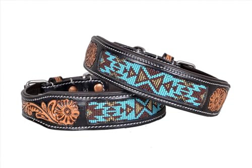10IS009-S Hundehalsband, Leder, klein, Western-Stil, strapazierfähig, handgedreht, verstellbar, mit Perlen und gepolstert, weich für Welpen und große Hunde 10IS009-S Hundehalsband, Leder, klein, Western-Stil, strapazierfähig, handgedreht, verstellbar, mit Perlen und gepolstert, weich für Welpen und große Hunde von Affilare