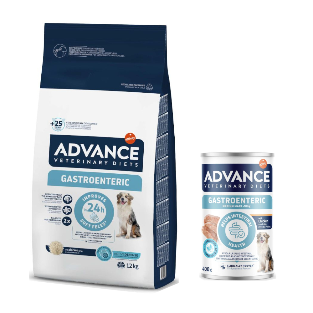 12 kg Advance Veterinary Diets + 400 g passendes Nassfutter gratis! - Gastroenteric + 400 g Gastroenteric Medium/Maxi von Affinity Advance Veterinary Diets