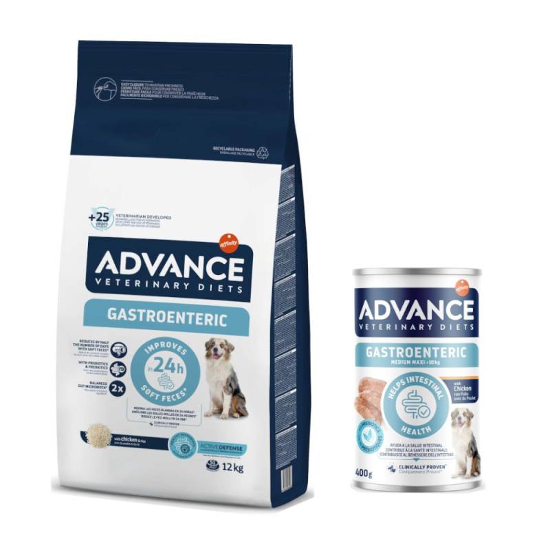 12 kg Advance Veterinary Diets + 400 g passendes Nassfutter gratis! - Gastroenteric + 400 g Gastroenteric Medium/Maxi von Affinity Advance Veterinary Diets