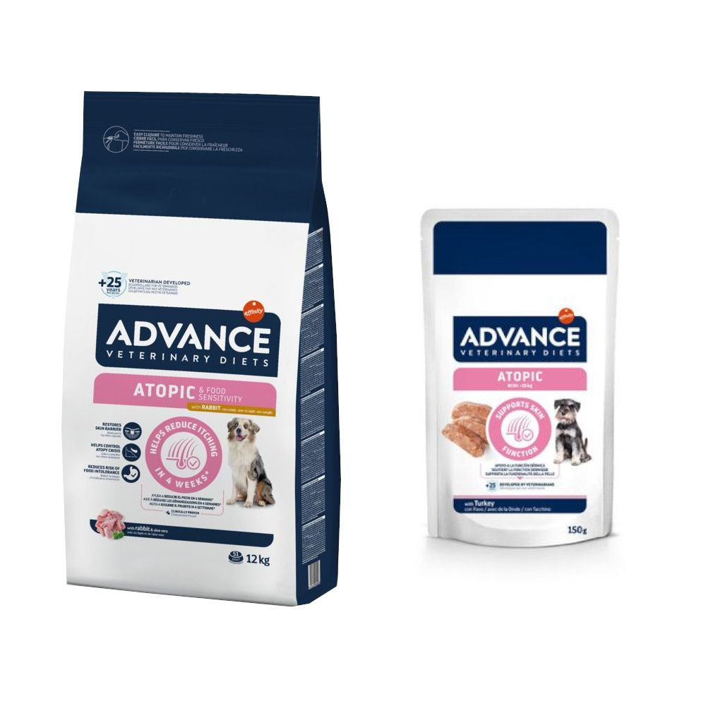 12 kg Advance Veterinary Diets + 8 x 150 g passendes Nassfutter zum Sonderpreis! - Atopic mit Kaninchen + 8 x 150 g Atopic Mini von Affinity Advance Veterinary Diets