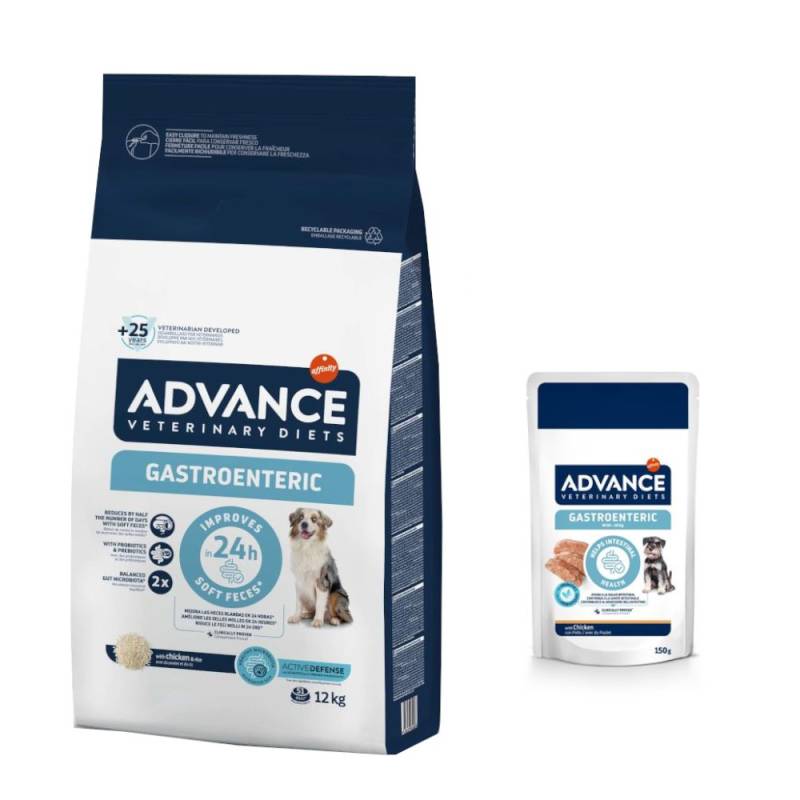 12 kg Advance Veterinary Diets + 8 x 150 g passendes Nassfutter zum Sonderpreis! - Gastroenteric + 8 x 150 g Gastroenteric Mini von Affinity Advance Veterinary Diets