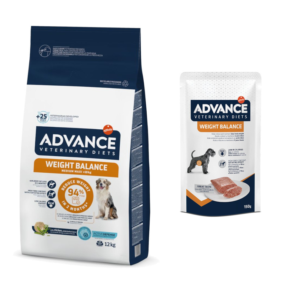 12 kg Advance Veterinary Diets Trockenfutter + 8 x 150 g Ausgewähltes Nassfutter zum Sonderpreis! - Weight Balance Medium/Maxi + 8 x 150 g Huhn Mini 12 kg Advance Veterinary Diets Trockenfutter + 8 x 150 g Ausgewähltes Nassfutter zum Sonderpreis! - Weight Balance Medium/Maxi + 8 x 150 g Huhn Mini von Affinity Advance Veterinary Diets