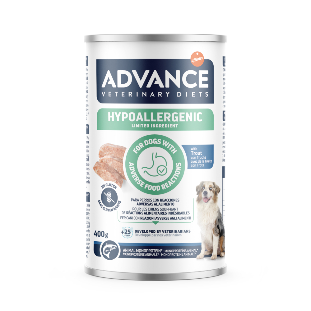 5 + 1 gratis! 6 x 400 g Advance Veterinary Diets Hypoallergenic - Forelle 5 + 1 gratis! 6 x 400 g Advance Veterinary Diets Hypoallergenic - Forelle von Affinity Advance Veterinary Diets