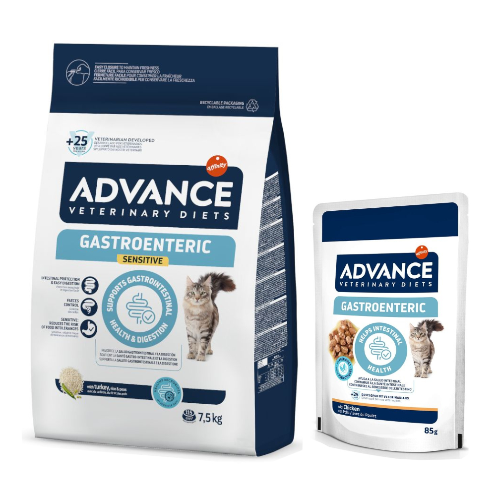7,5 kg Advance Veterinary Diets + 12 x 85 g Gastroenteric Nassfutter gratis! - Gastro Sensitive 7,5 kg Advance Veterinary Diets + 12 x 85 g Gastroenteric Nassfutter gratis! - Gastro Sensitive von Affinity Advance Veterinary Diets