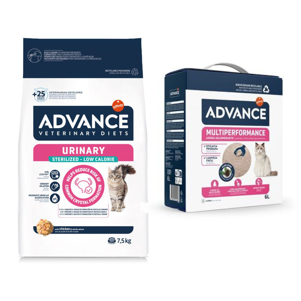 7,5 kg Advance Veterinary Diets + 6 l Arena Multiperformance Katzenstreu gratis! - Urinary Sterilized Low Calorie von Affinity Advance Veterinary Diets