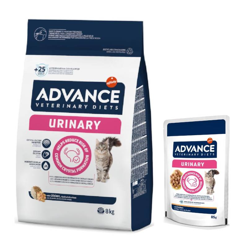 8 kg Advance Veterinary Diets + 12 x 85 g passendes Nassfutter gratis! - 8 kg Urinary + 12 x 85 g Urinary von Affinity Advance Veterinary Diets
