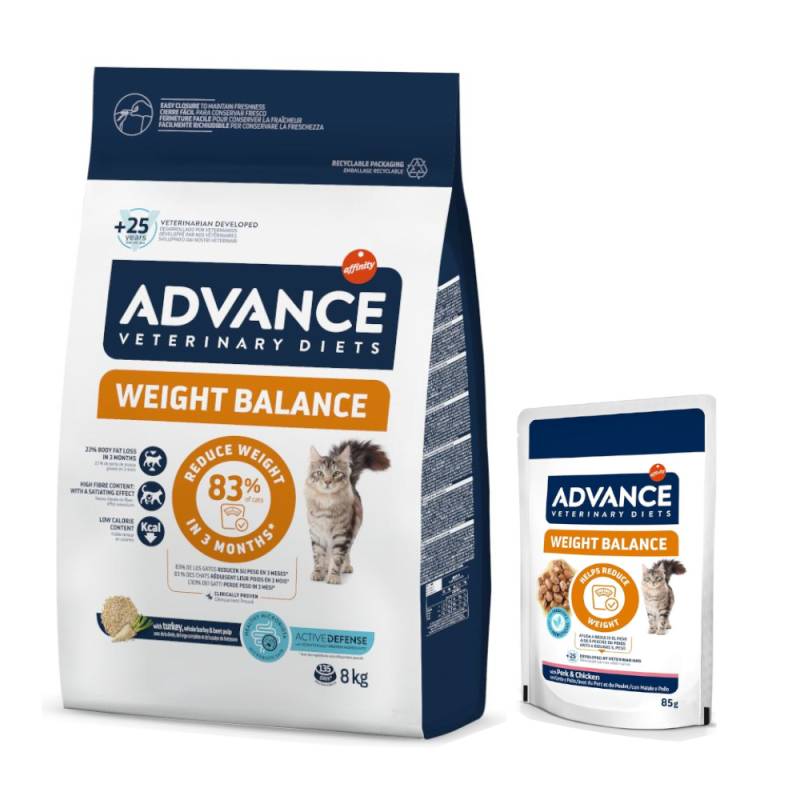 8 kg  Advance Veterinary Diets + 12 x 85 g passendes Nassfutter zum Sonderpreis! - Weight Balance von Affinity Advance Veterinary Diets