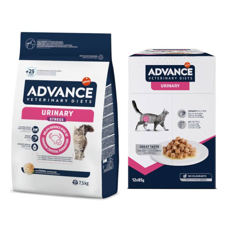 Advance Veterinary Diets Trockenfutter + 12 x 85 g Urinary Diät-Nassfutter zum Sonderpreis! - 7,5 kg Urinary Stress + 12 x 85 g Urinary von Affinity Advance Veterinary Diets