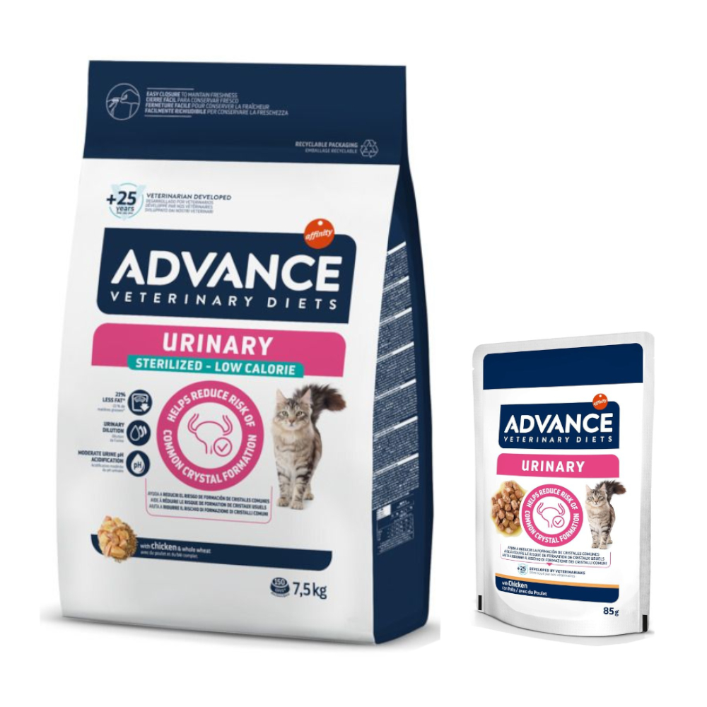 Advance Veterinary Diets Trockenfutter + 12 x 85 g Urinary Nassfutter zum Sonderpreis! - 7,5 kg Urinary Sterilized Low Calorie Advance Veterinary Diets Trockenfutter + 12 x 85 g Urinary Nassfutter zum Sonderpreis! - 7,5 kg Urinary Sterilized Low Calorie von Affinity Advance Veterinary Diets