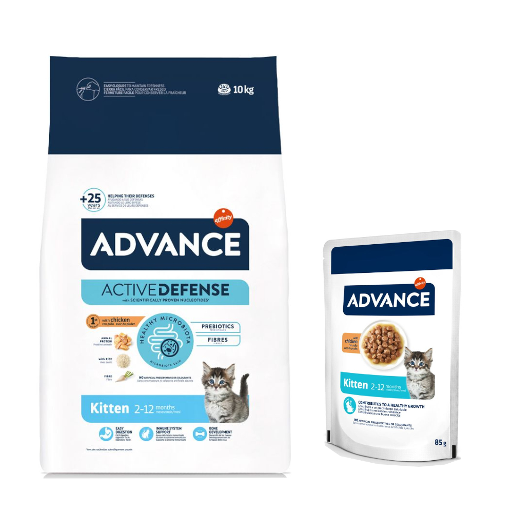 10 kg / 15 kg Advance Trockenfutter + 12 x 85 g passendes Nassfutter zum Sonderpreis! - 10 kg Kitten + 12 x 85 g Kitten Huhn 10 kg / 15 kg Advance Trockenfutter + 12 x 85 g passendes Nassfutter zum Sonderpreis! - 10 kg Kitten + 12 x 85 g Kitten Huhn von Affinity Advance