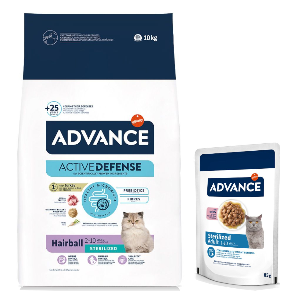 10 kg / 15 kg Advance Trockenfutter + 12 x 85 g passendes Nassfutter zum Sonderpreis! - 10 kg Sterilized Hairball + 12 x 85 g Sterilized Truthahn 10 kg / 15 kg Advance Trockenfutter + 12 x 85 g passendes Nassfutter zum Sonderpreis! - 10 kg Sterilized Hairball + 12 x 85 g Sterilized Truthahn von Affinity Advance