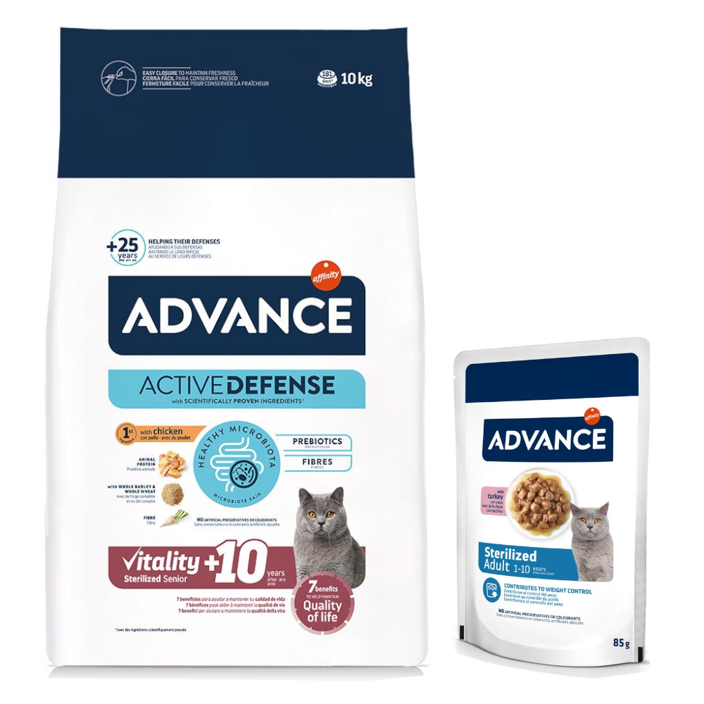 10 kg / 15 kg Advance Trockenfutter + 12 x 85 g passendes Nassfutter zum Sonderpreis! - 10 kg Sterilized Senior +10 mit Huhn + 12 x 85 g Sterilized Truthahn 10 kg / 15 kg Advance Trockenfutter + 12 x 85 g passendes Nassfutter zum Sonderpreis! - 10 kg Sterilized Senior +10 mit Huhn + 12 x 85 g Sterilized Truthahn von Affinity Advance