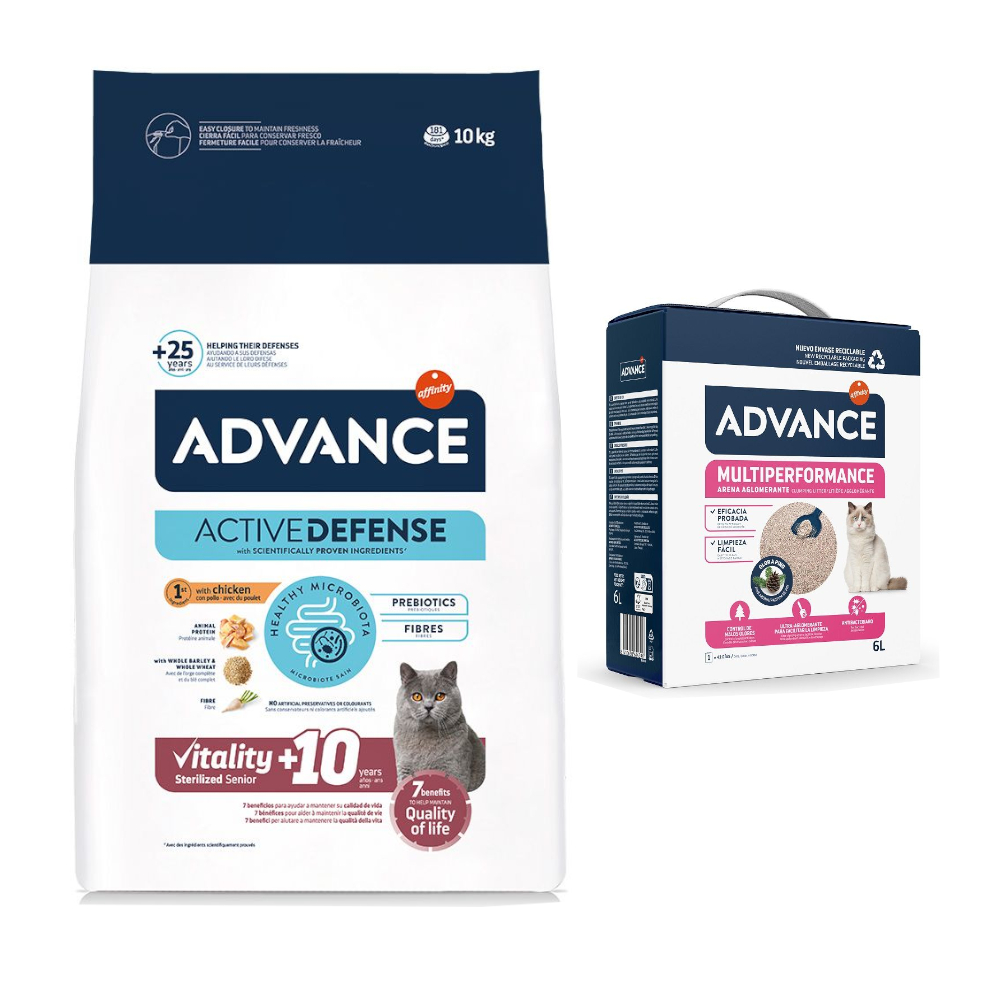 10 kg Advance Trockenfutter + 6 l Arena Multiperformance gratis! - Sterilized Senior +10 mit Huhn von Affinity Advance