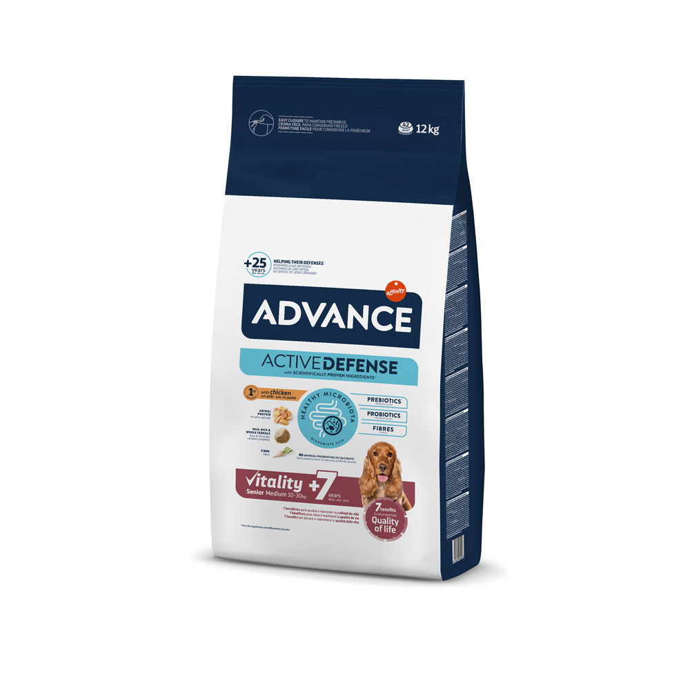 2 kg gratis! 12 kg Advance Trockenfutter - Medium Senior Vitality 7+ von Affinity Advance